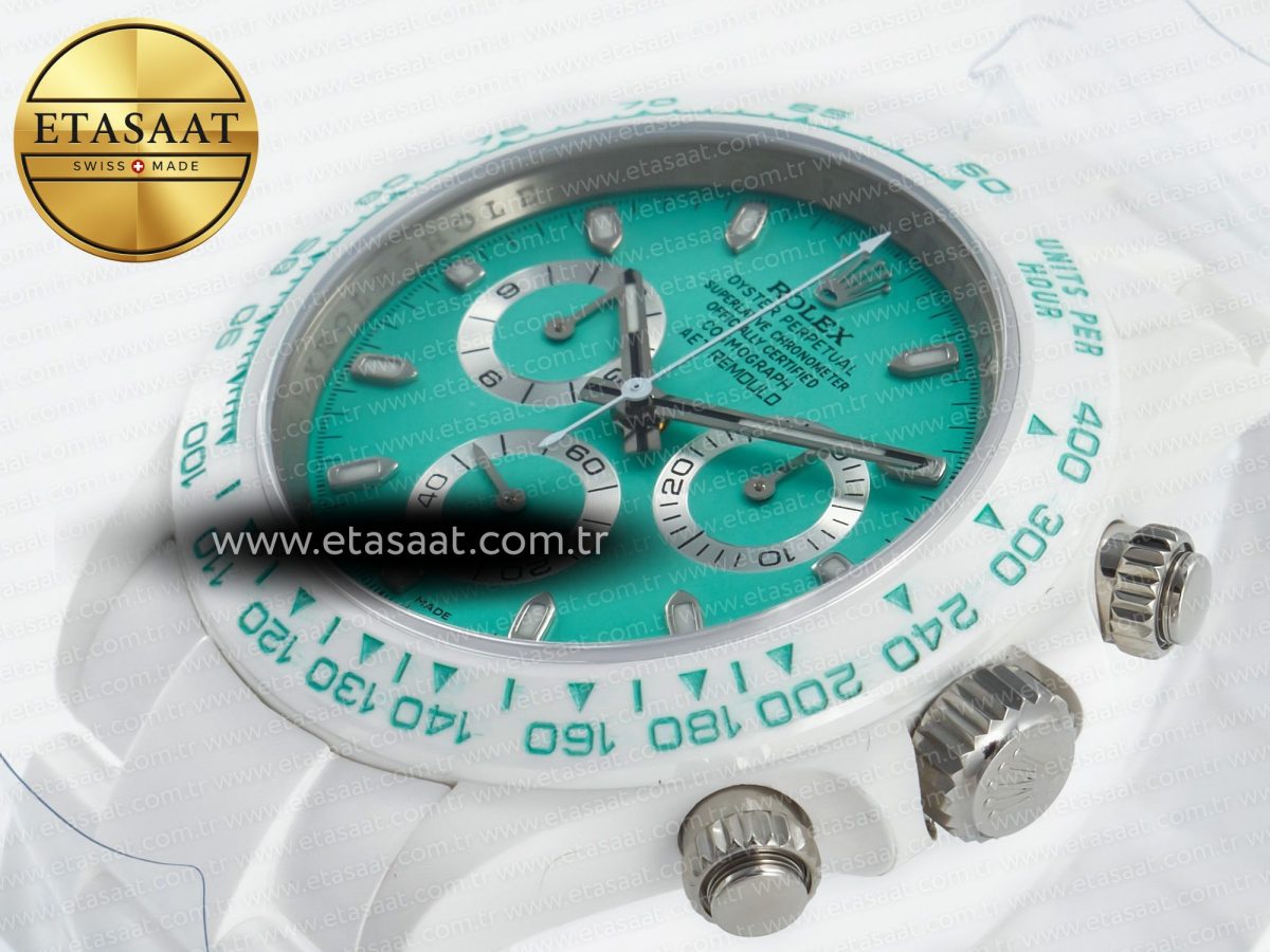 Rolex Daytona AET White Solid Ceramic Case and Bracelet Avocado Green Dial ZF 1:1 Best Edition SH4130 - Görsel 6