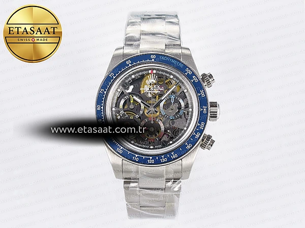 Rolex Daytona Artisans İskelet Adgf Mavi Seramik SA4130 Eta Saat - 1:1 Süper Klon Replika Saat