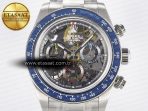 Rolex Daytona Artisans Skeleton SS ADGF Best Edition Blue Ceramic Bezel Skeleton Dial on SS Oyster Bracelet SA4130 - Görsel 4