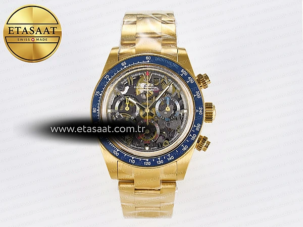 Rolex Daytona Artisans İskelet Mavi Seramik SA4130 Eta Saat - 1:1 Süper Klon Replika Saat
