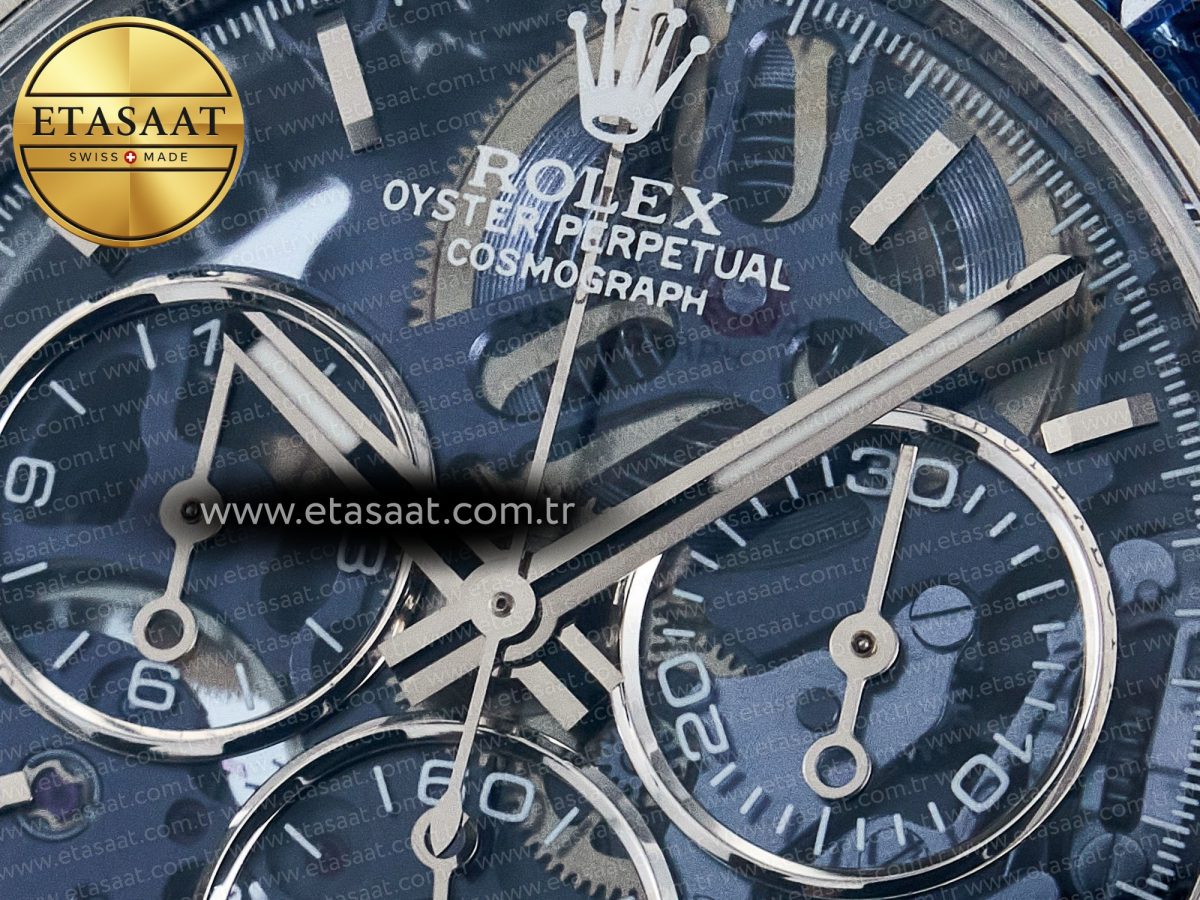 Rolex Daytona Artisans SS GETF Best Edition Blue Skeleton Dial Diamonds Bezel on SS Bracelet DD4802 - Görsel 10