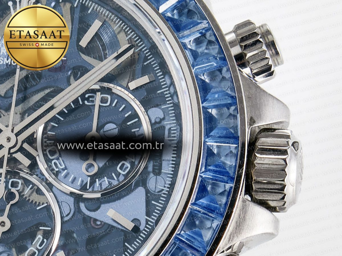 Rolex Daytona Artisans SS GETF Best Edition Blue Skeleton Dial Diamonds Bezel on SS Bracelet DD4802 - Görsel 11