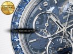 Rolex Daytona Artisans SS GETF Best Edition Blue Skeleton Dial Diamonds Bezel on SS Bracelet DD4802 - Görsel 13