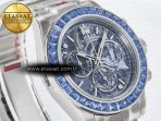 Rolex Daytona Artisans SS GETF Best Edition Blue Skeleton Dial Diamonds Bezel on SS Bracelet DD4802 - Görsel 5