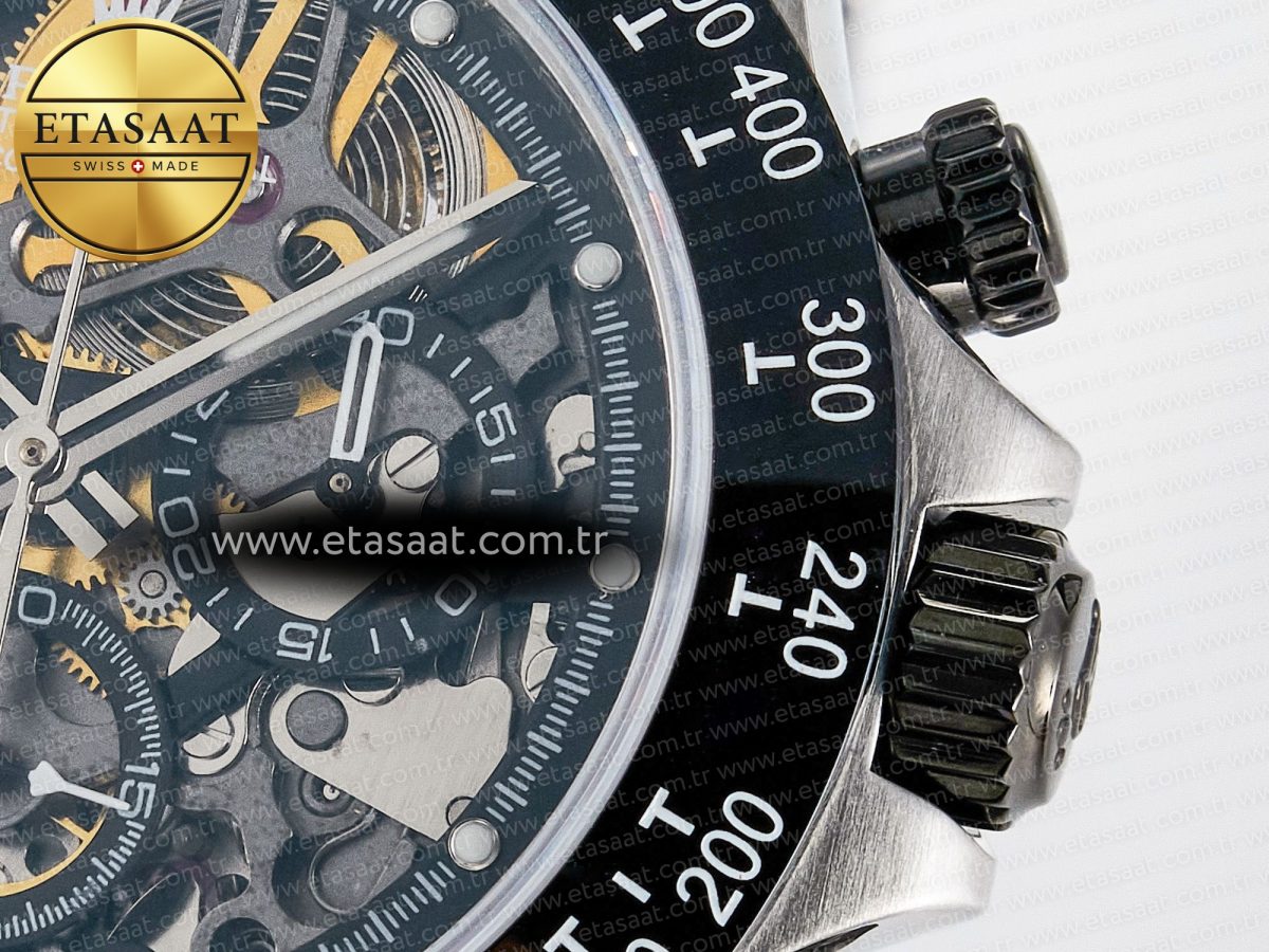 Rolex Daytona Artisans SS GETF Best Edition Skeleton Dial Black Ceramic Bezel on SS Bracelet DD4802 - Görsel 11