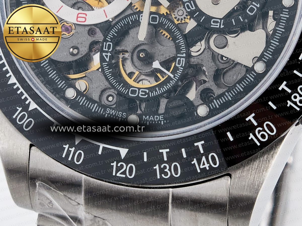 Rolex Daytona Artisans SS GETF Best Edition Skeleton Dial Black Ceramic Bezel on SS Bracelet DD4802 - Görsel 12