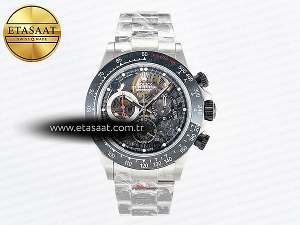 Rolex Daytona Artisans Getf İskelet Kadran Siyah DD4802 Eta Saat - 1:1 Süper Klon Replika Saat