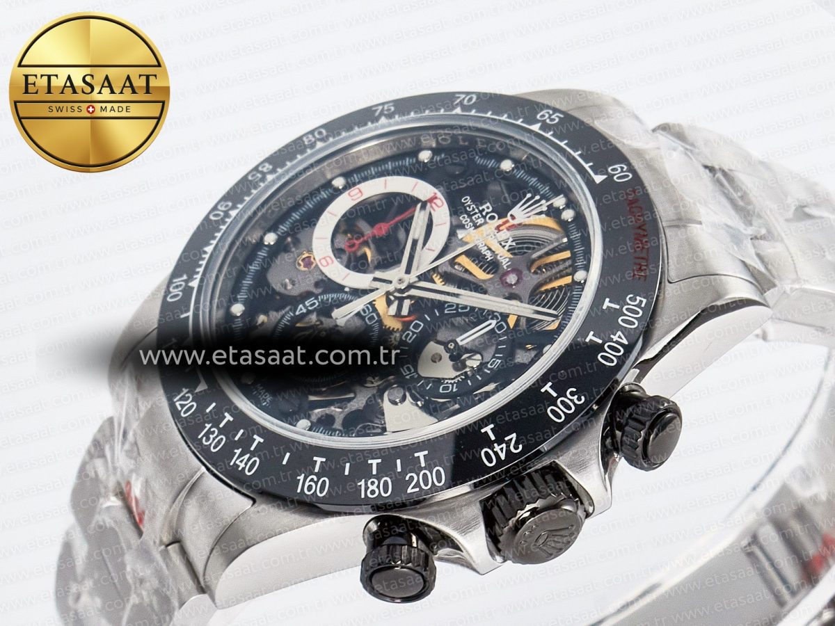 Rolex Daytona Artisans SS GETF Best Edition Skeleton Dial Black Ceramic Bezel on SS Bracelet DD4802 - Görsel 6
