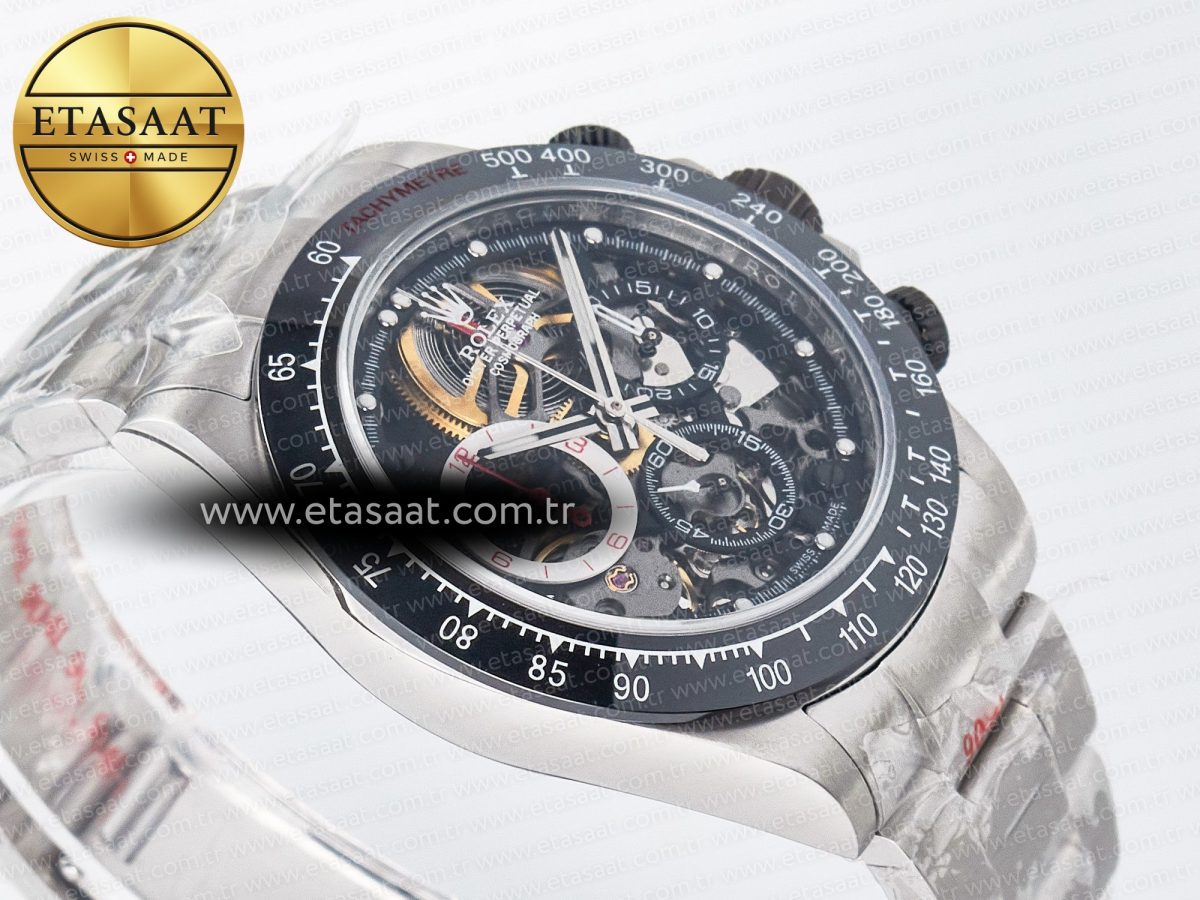 Rolex Daytona Artisans SS GETF Best Edition Skeleton Dial Black Ceramic Bezel on SS Bracelet DD4802 - Görsel 7