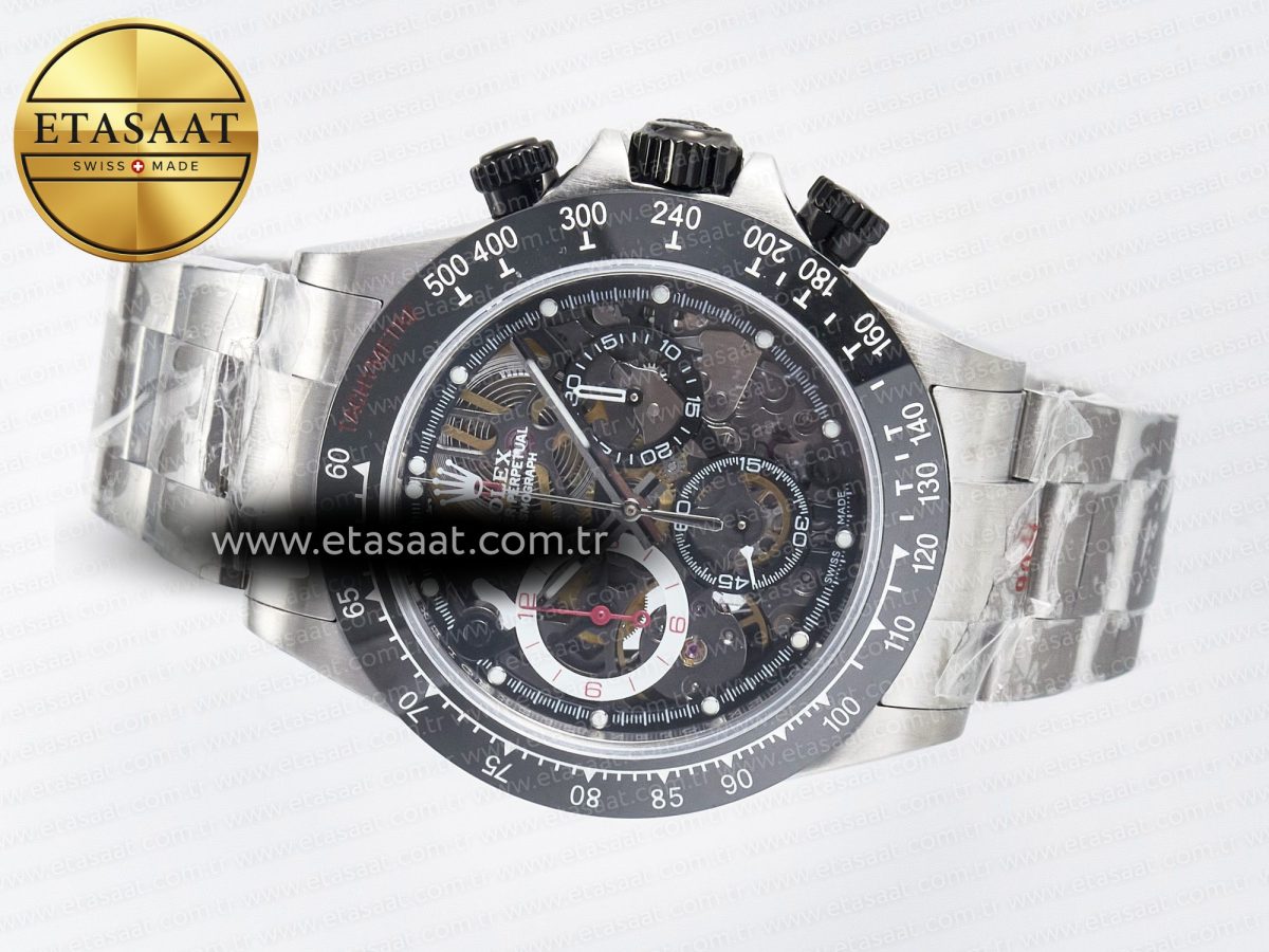 Rolex Daytona Artisans SS GETF Best Edition Skeleton Dial Black Ceramic Bezel on SS Bracelet DD4802 - Görsel 9