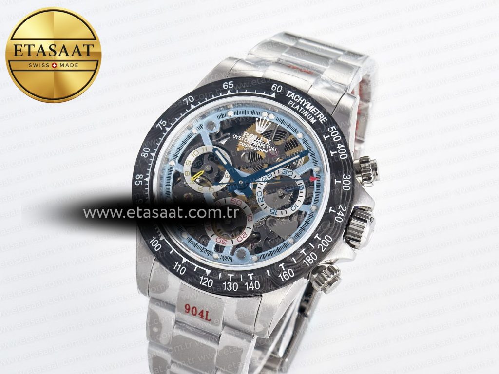 daytona artisans ss getf best edition skeleton dial carbon bezel on ss bracelet dd48021