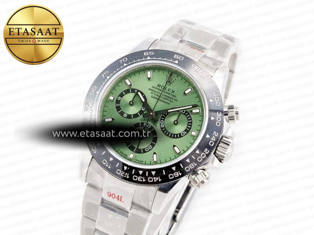 Rolex Daytona Black Ceramic Bezel Noob Best Edition Green Dial on SS Oyster Bracelet SA4130 - Görsel 1