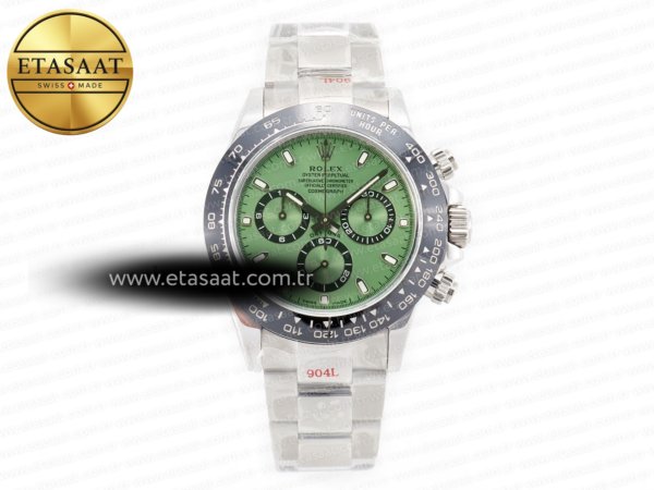 Rolex Daytona Siyah Seramik Noob Yeşil Kadran Oyster SA4130 Eta Saat - 1:1 Süper Klon Replika Saat