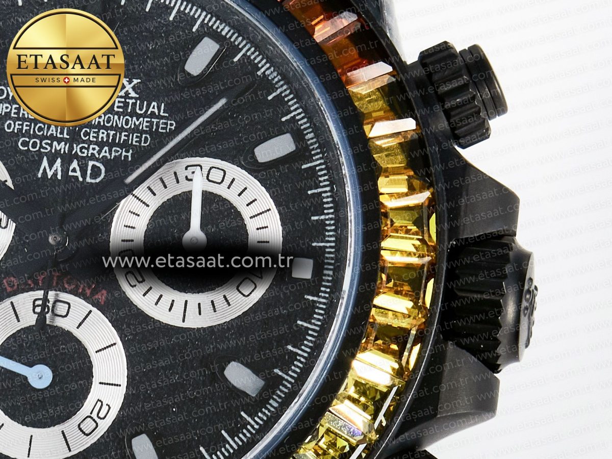 Rolex Daytona BLAKEN 1:1 Best Edition Matte Black Dial Rainbow Bezel on Ceramic Bracelet SA7750 - Görsel 11