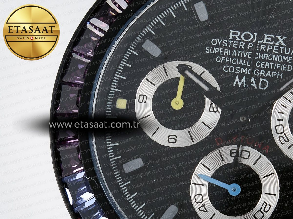 Rolex Daytona BLAKEN 1:1 Best Edition Matte Black Dial Rainbow Bezel on Ceramic Bracelet SA7750 - Görsel 13