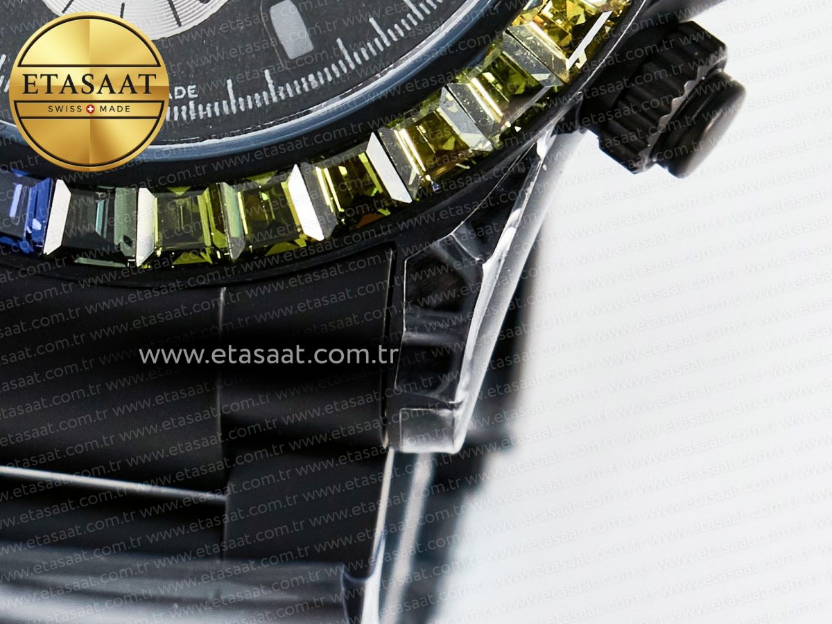 Rolex Daytona BLAKEN 1:1 Best Edition Matte Black Dial Rainbow Bezel on Ceramic Bracelet SA7750 - Görsel 14
