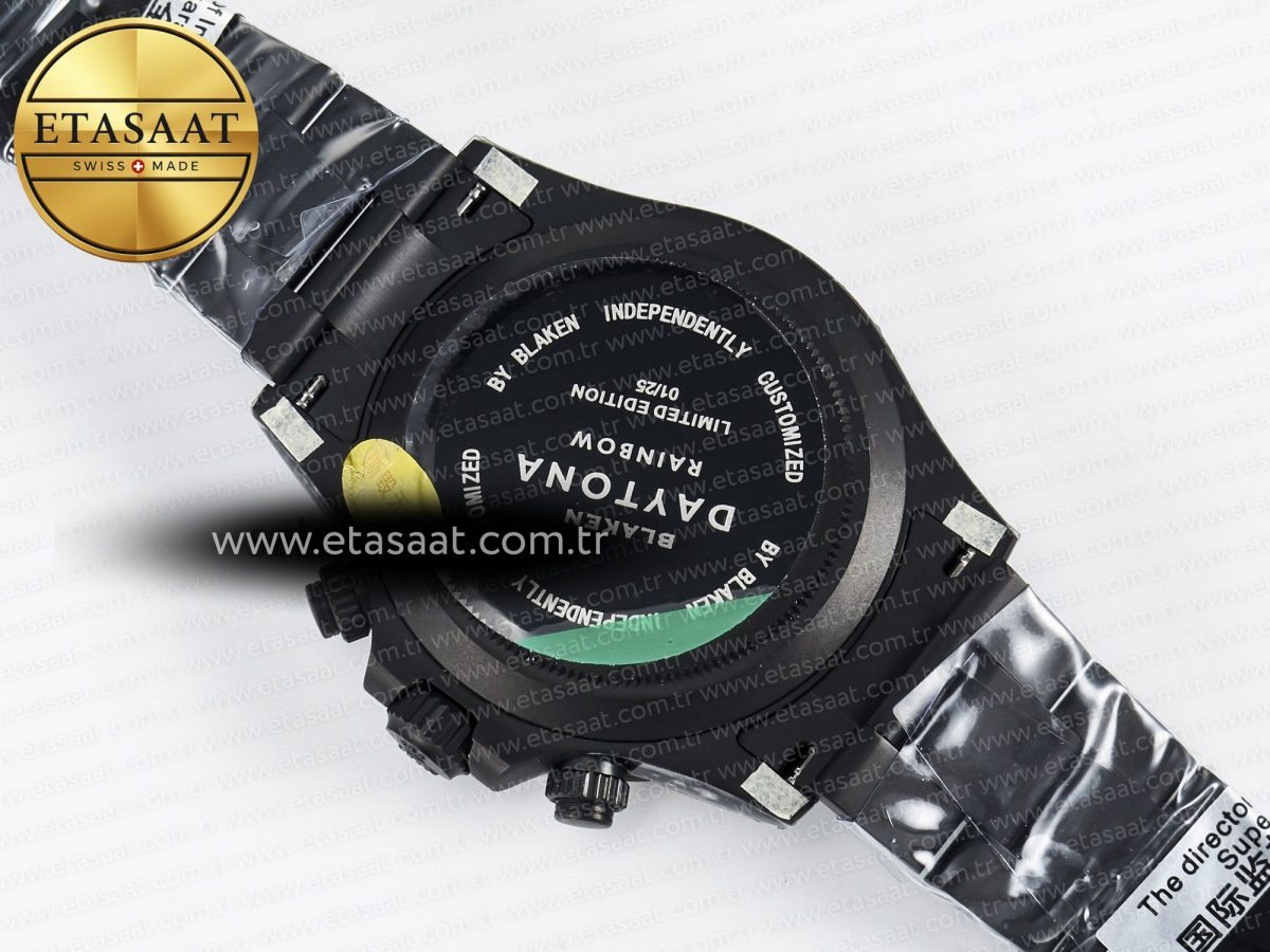 Rolex Daytona BLAKEN 1:1 Best Edition Matte Black Dial Rainbow Bezel on Ceramic Bracelet SA7750 - Görsel 18