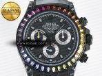 Rolex Daytona BLAKEN 1:1 Best Edition Matte Black Dial Rainbow Bezel on Ceramic Bracelet SA7750 - Görsel 4