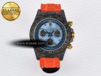 Rolex Daytona DIW “AVIA AZURE BLUE” Carbon DIWF 1:1 Best Edition Blue Dial on Orange Nylon Strap SH4130 - Görsel 3