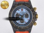 Rolex Daytona DIW “AVIA AZURE BLUE” Carbon DIWF 1:1 Best Edition Blue Dial on Orange Nylon Strap SH4130 - Görsel 4
