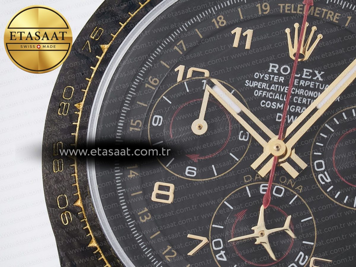 Rolex Daytona DIW “AVIA BLACK” Carbon DIWF 1:1 Best Edition Black/Red Dial on Black/Yellow Nylon Strap SH4130 - Görsel 10
