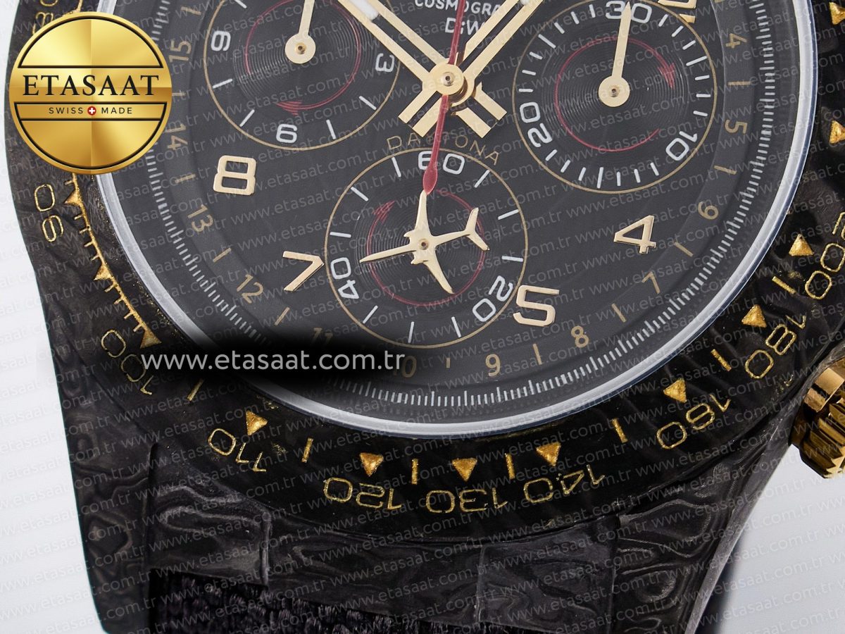 Rolex Daytona DIW “AVIA BLACK” Carbon DIWF 1:1 Best Edition Black/Red Dial on Black/Yellow Nylon Strap SH4130 - Görsel 13