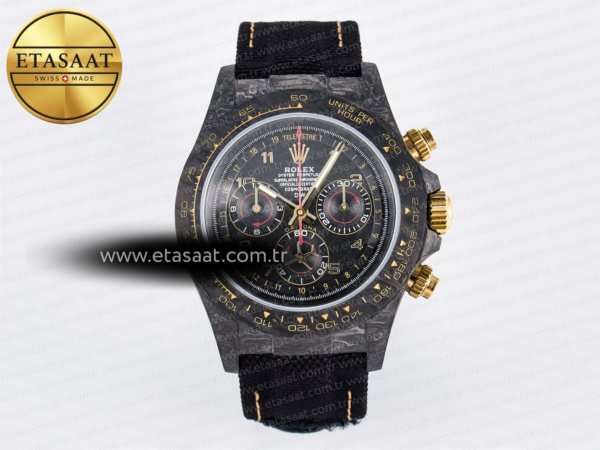 Rolex Daytona DIW Avia Siyah Karbon DIWF SH4130 Eta Saat - 1:1 Süper Klon Replika Saat