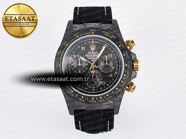Rolex Daytona DIW Avia Siyah Karbon DIWF SH4130 Eta Saat - 1:1 Süper Klon Replika Saat