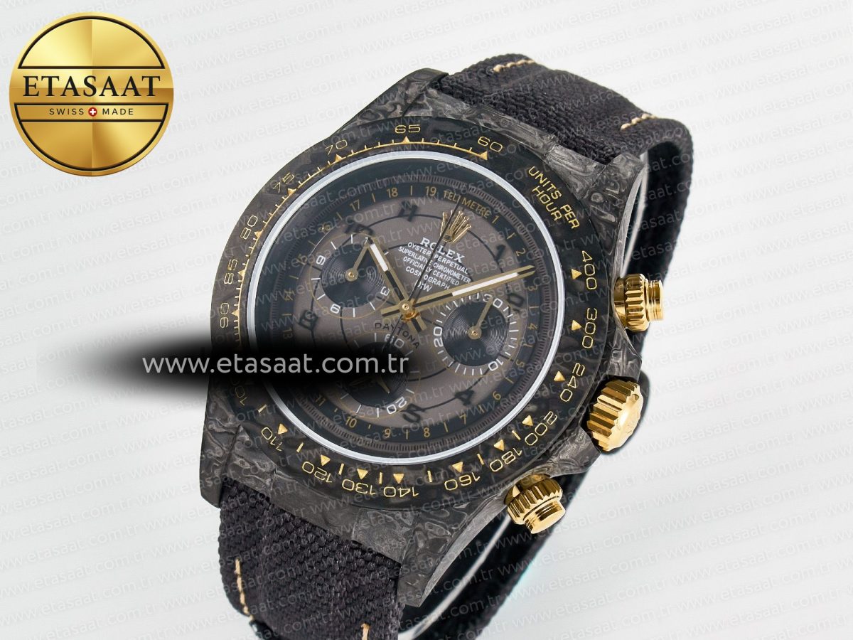 Rolex Daytona DIW “AVIA GREY” Carbon DIWF 1:1 Best Edition Gray/Yellow Dial on Black Nylon Strap SH4130 - Görsel 2