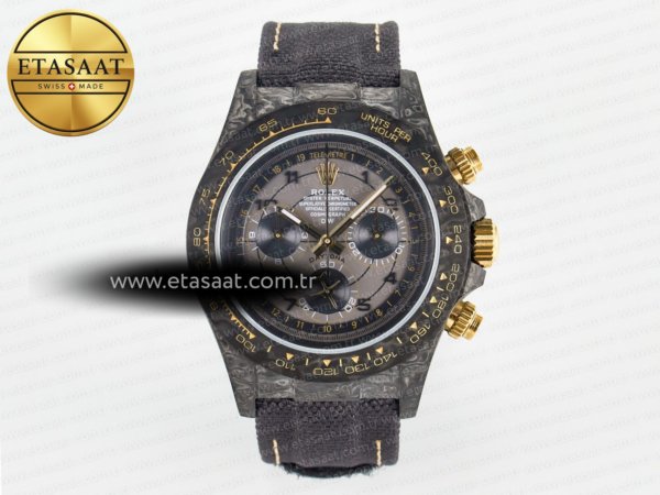 Rolex Daytona DIW Avia Gri Karbon DIWF Gri/Sarı SH4130 Eta Saat - 1:1 Süper Klon Replika Saat