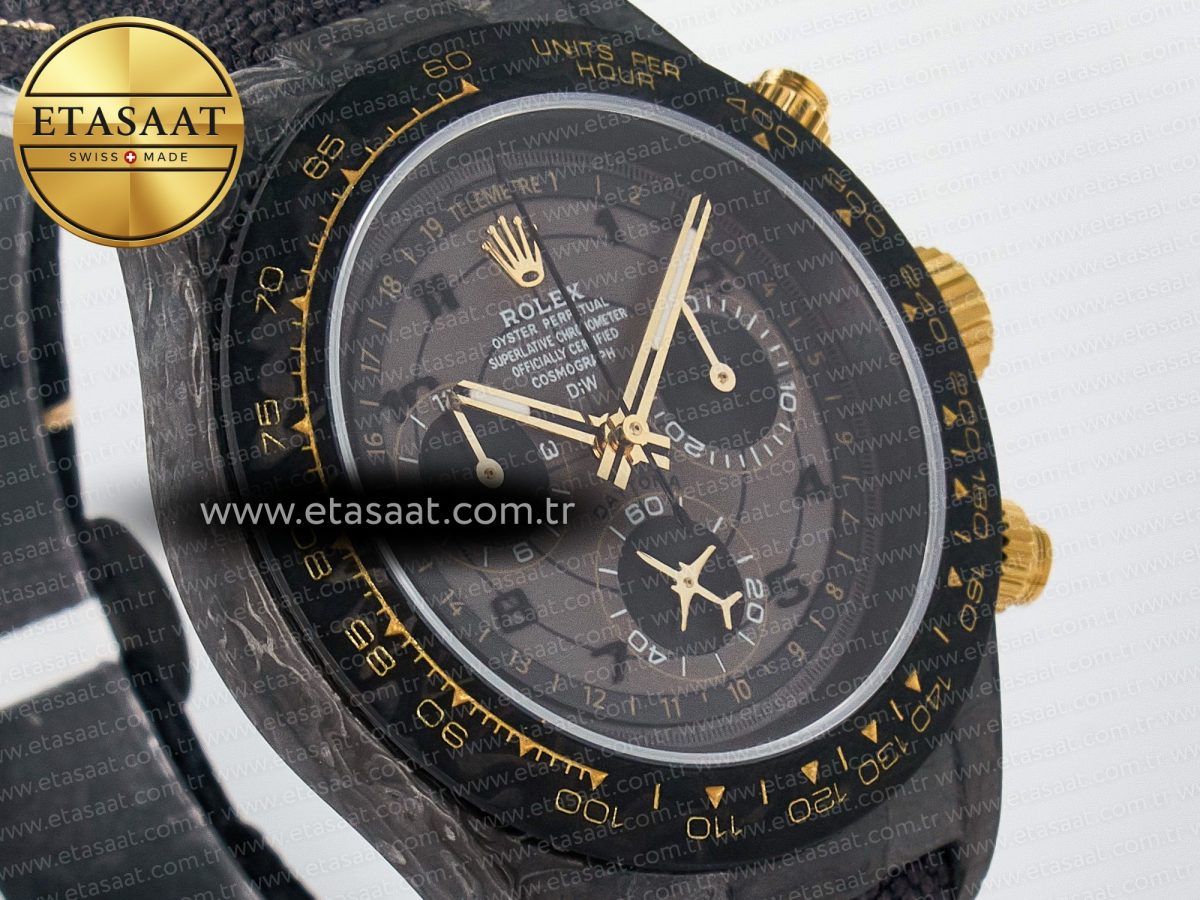 Rolex Daytona DIW “AVIA GREY” Carbon DIWF 1:1 Best Edition Gray/Yellow Dial on Black Nylon Strap SH4130 - Görsel 5