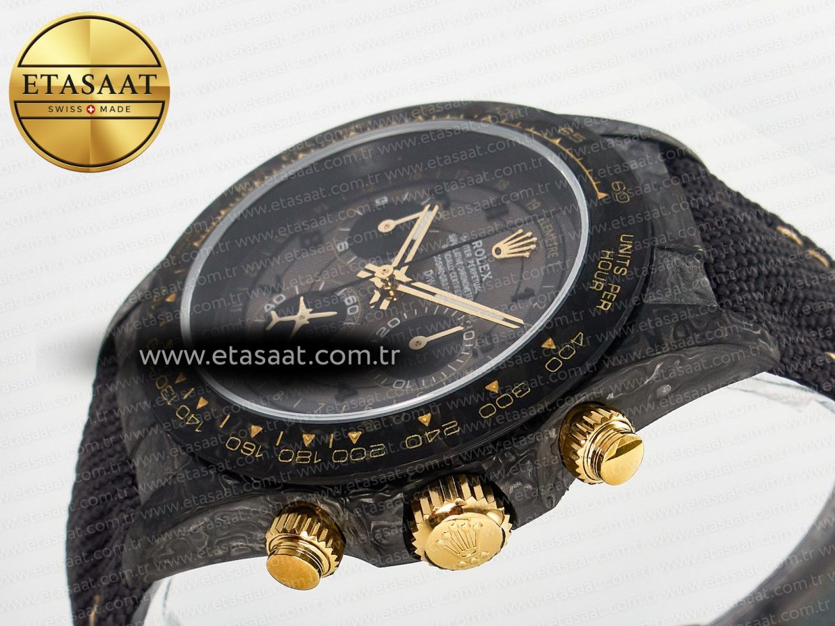 Rolex Daytona DIW “AVIA GREY” Carbon DIWF 1:1 Best Edition Gray/Yellow Dial on Black Nylon Strap SH4130 - Görsel 6