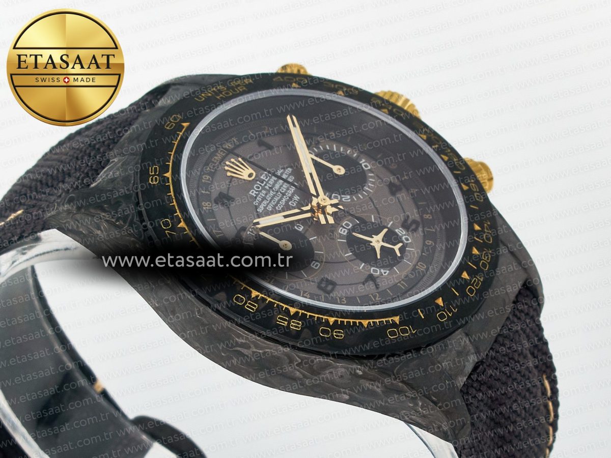 Rolex Daytona DIW “AVIA GREY” Carbon DIWF 1:1 Best Edition Gray/Yellow Dial on Black Nylon Strap SH4130 - Görsel 7