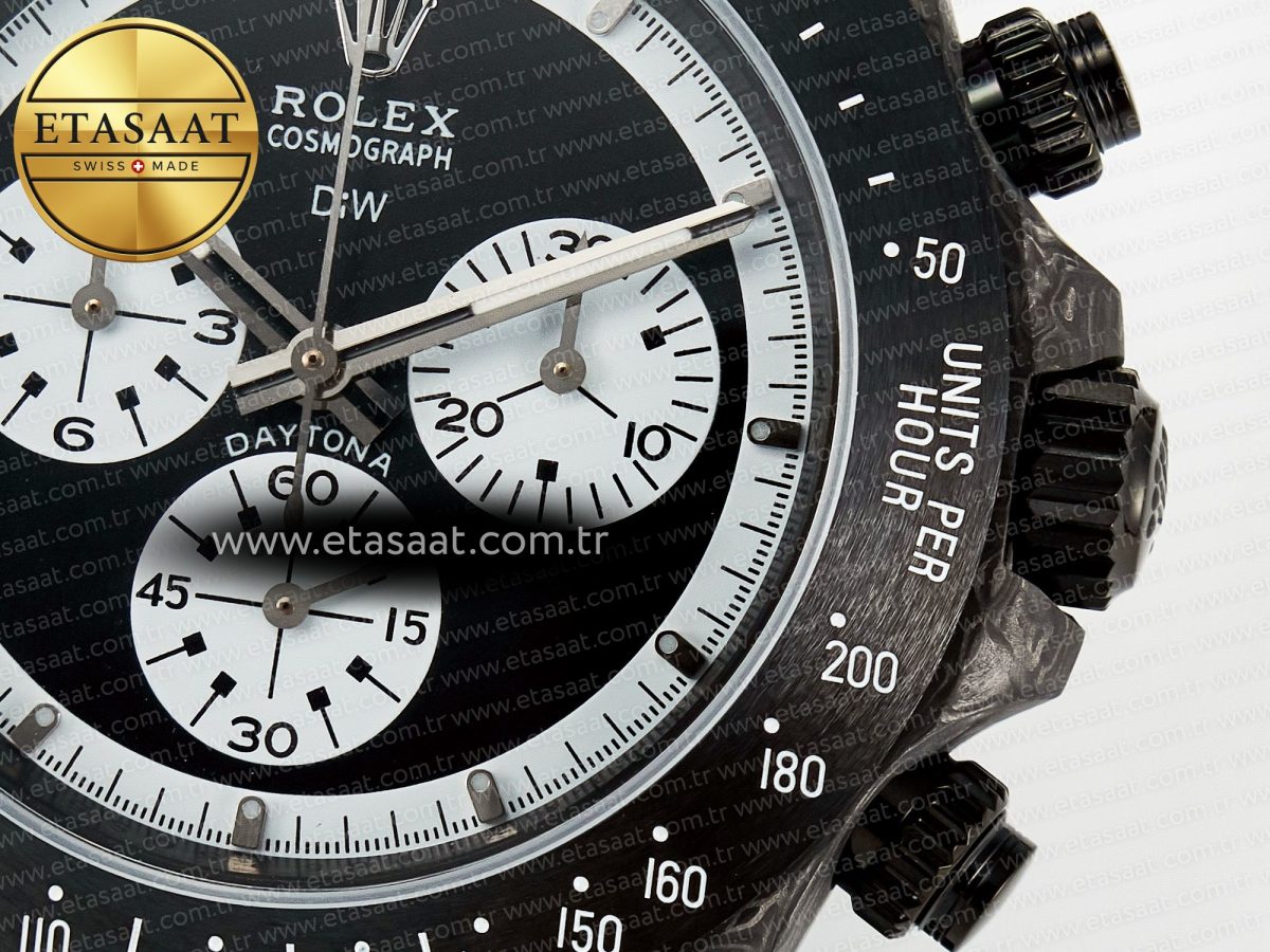 Rolex Daytona DIW Black Carbon DIWF 1:1 Best Edition Black/White Dial on Black Nylon Strap SH4130 - Görsel 12
