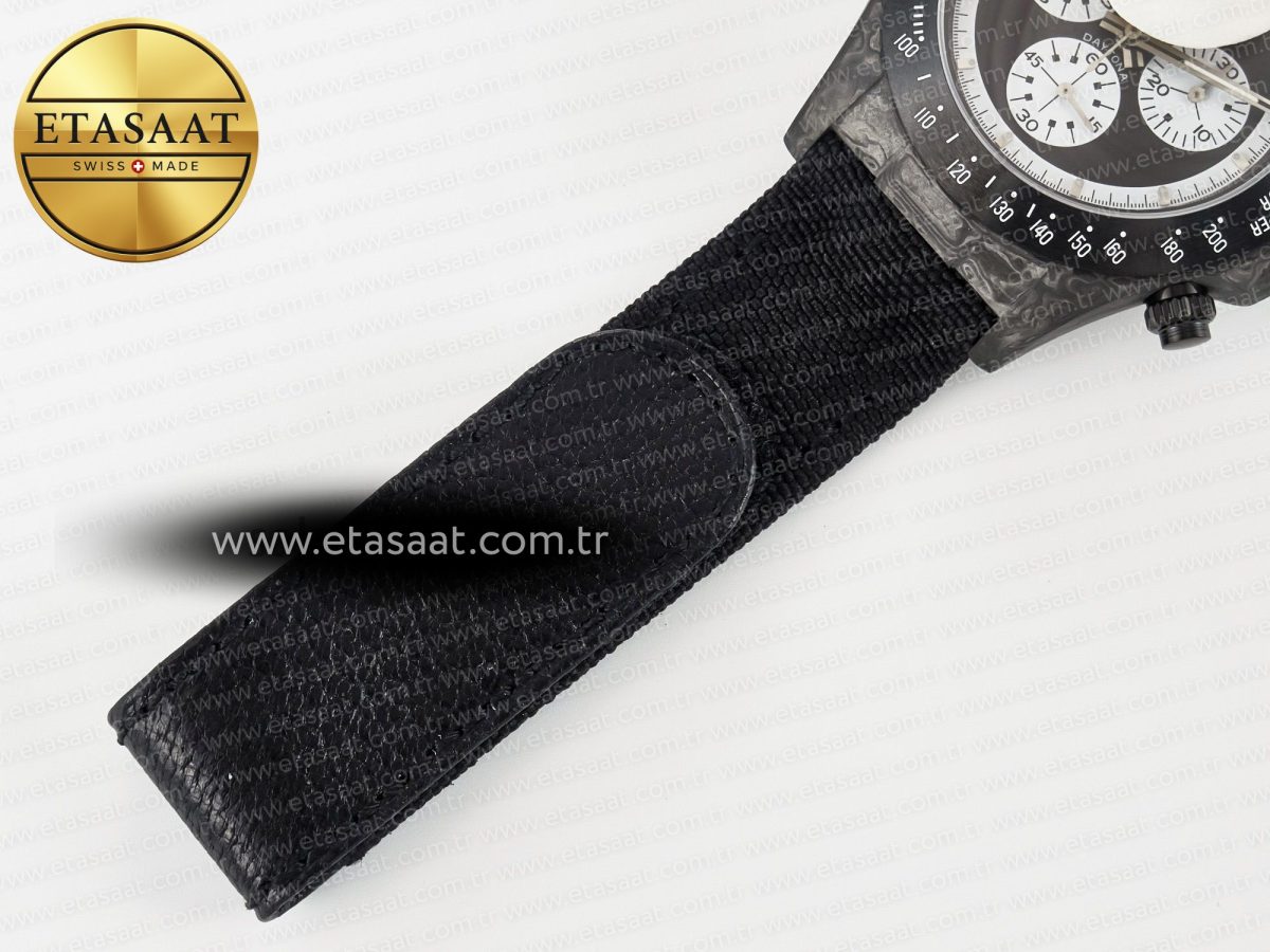 Rolex Daytona DIW Black Carbon DIWF 1:1 Best Edition Black/White Dial on Black Nylon Strap SH4130 - Görsel 22