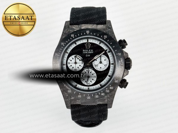 Rolex Daytona DIW Siyah Karbon DIWF Siyah/Beyaz SH4130 Eta Saat - 1:1 Süper Klon Replika Saat