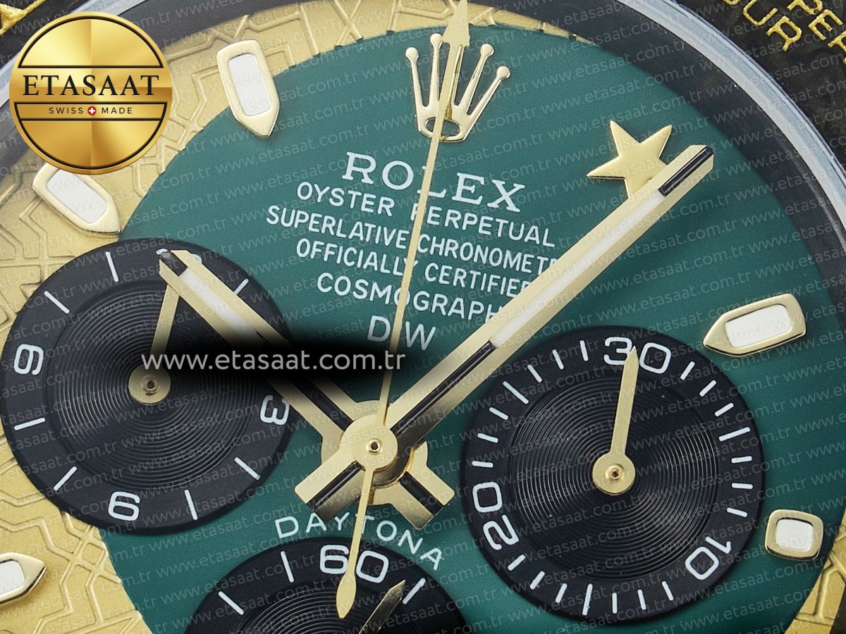 Rolex Daytona DIW Carbon Case and Bezel DIWF Edition Green/YG Dial on Green Nylon Strap A7750 - Görsel 11