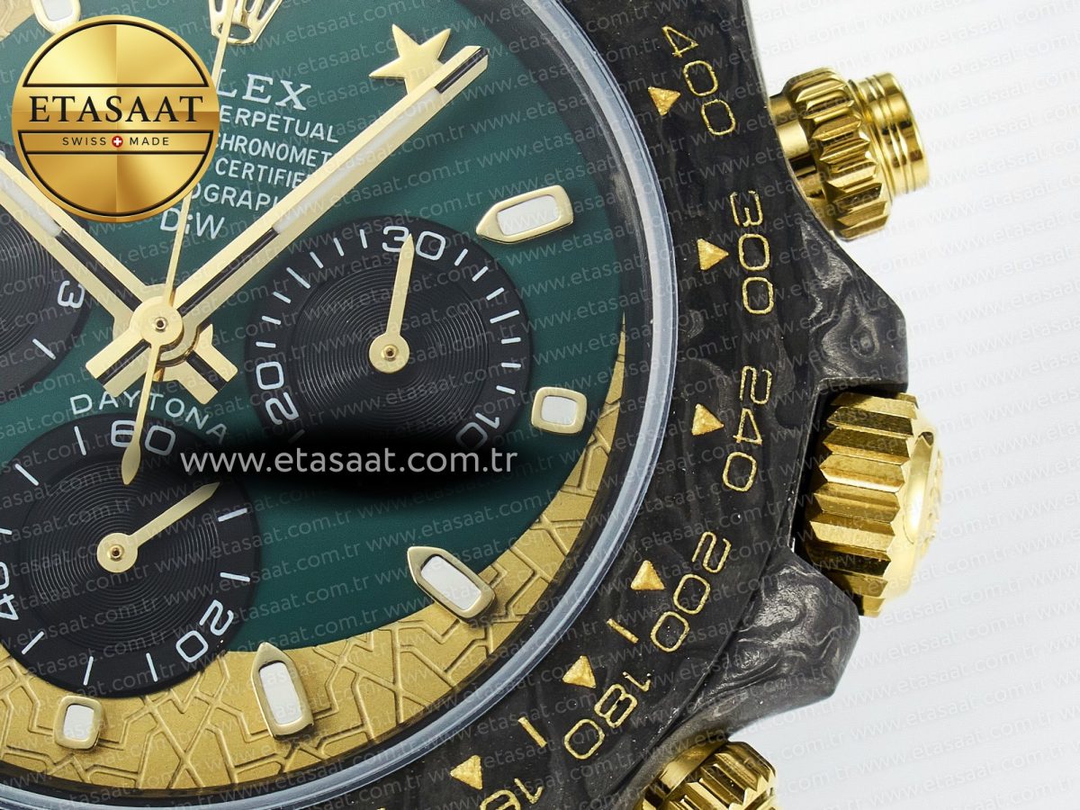 Rolex Daytona DIW Carbon Case and Bezel DIWF Edition Green/YG Dial on Green Nylon Strap A7750 - Görsel 12
