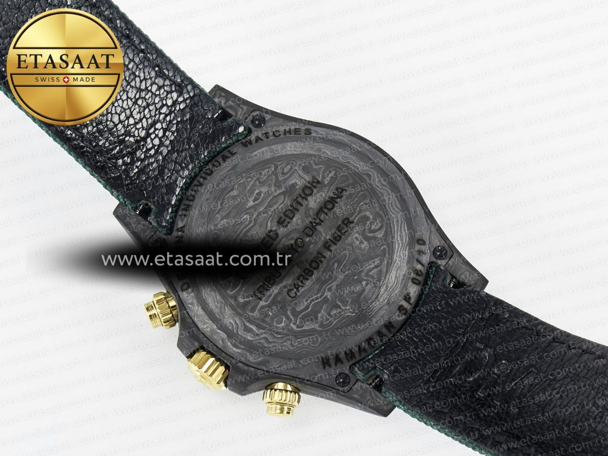 Rolex Daytona DIW Carbon Case and Bezel DIWF Edition Green/YG Dial on Green Nylon Strap A7750 - Görsel 18