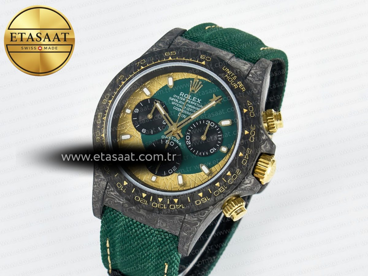 Rolex Daytona DIW Carbon Case and Bezel DIWF Edition Green/YG Dial on Green Nylon Strap A7750 - Görsel 2