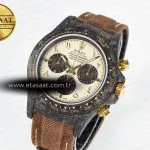 Rolex Daytona DIW Carbon Case and Bezel DIWF Edition Yellow Arabic Dial on Brown Nylon Strap A7750