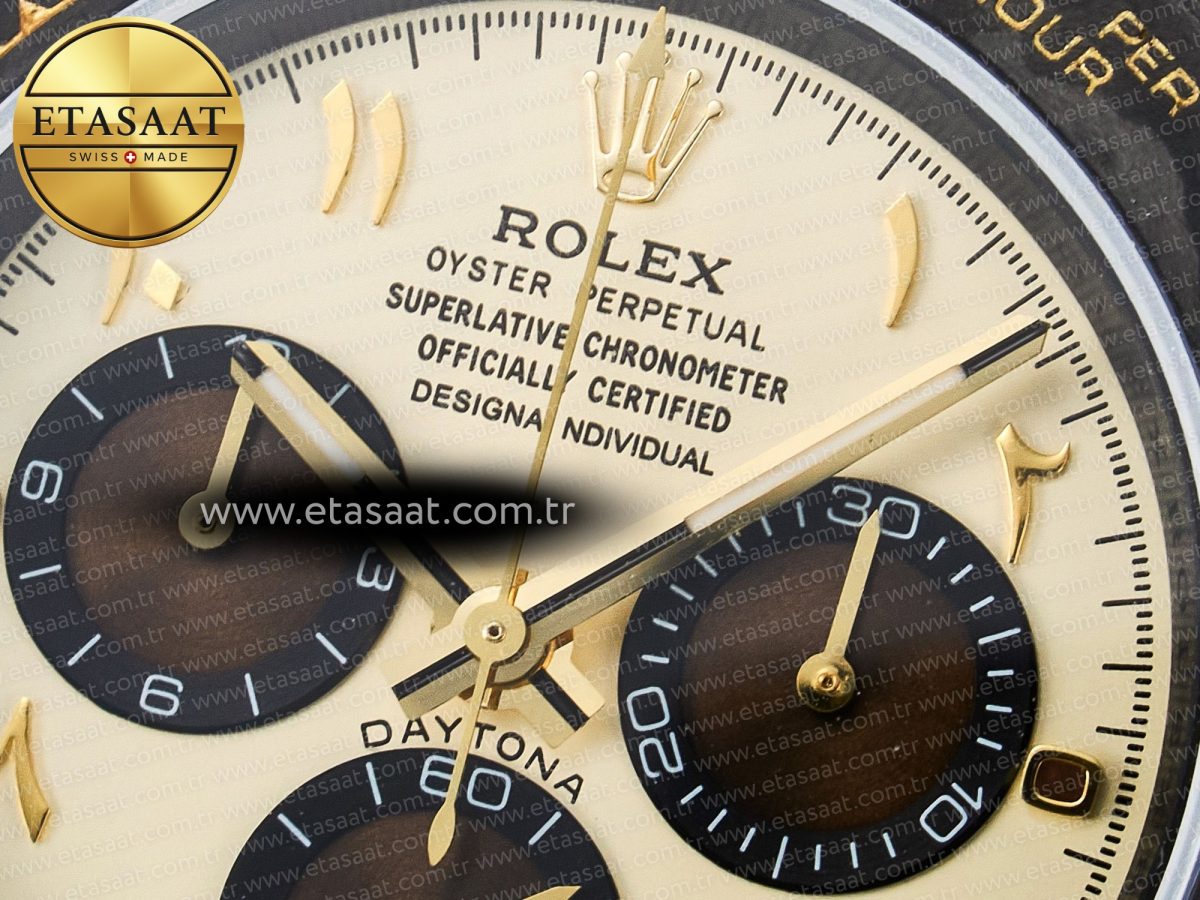 Rolex Daytona DIW Carbon Case and Bezel DIWF Edition Yellow Arabic Dial on Brown Nylon Strap A7750 - Görsel 11