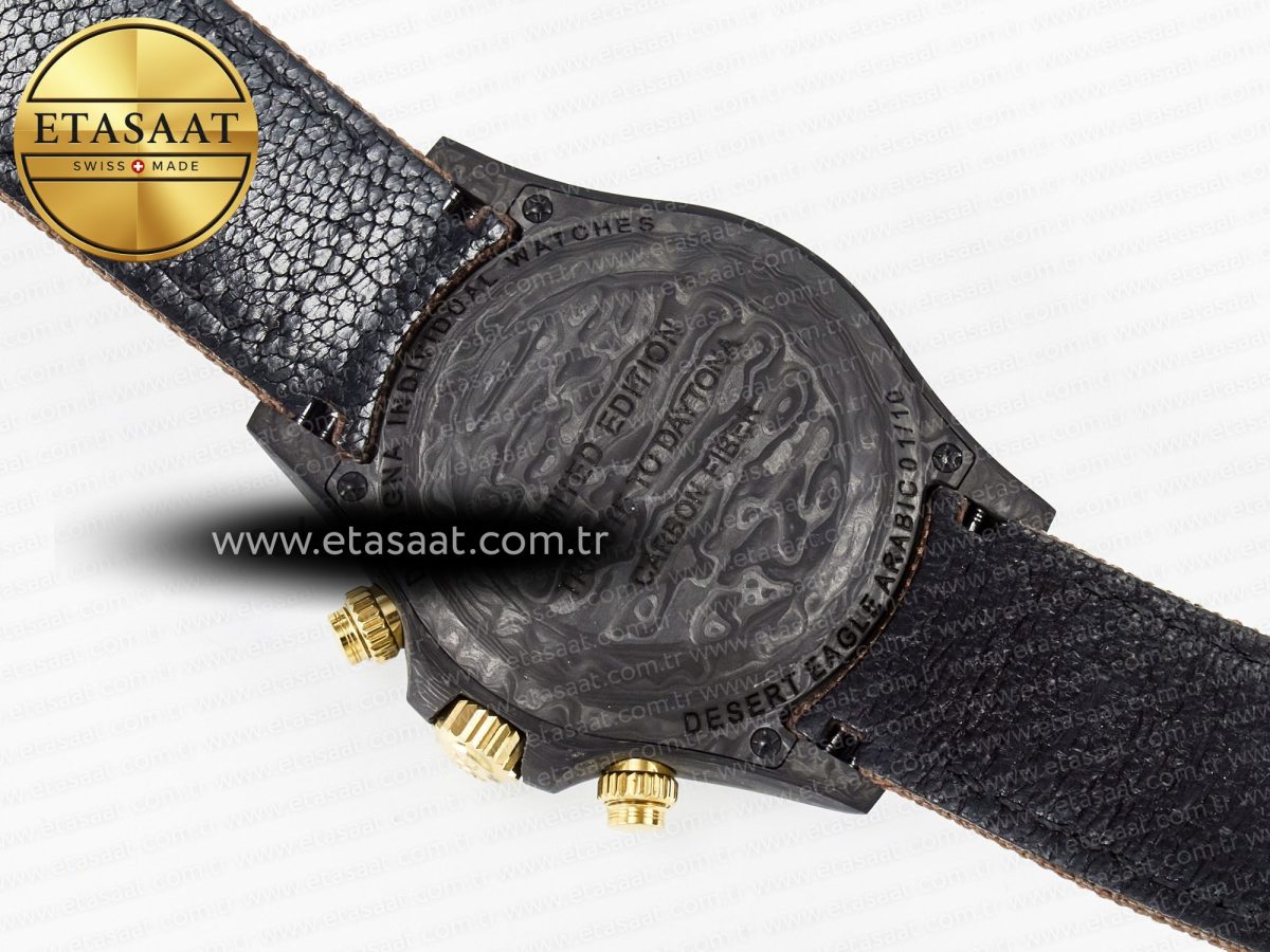 Rolex Daytona DIW Carbon Case and Bezel DIWF Edition Yellow Arabic Dial on Brown Nylon Strap A7750 - Görsel 18