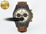Rolex Daytona DIW Carbon Case and Bezel DIWF Edition Yellow Arabic Dial on Brown Nylon Strap A7750 - Görsel 3