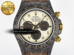 Rolex Daytona DIW Carbon Case and Bezel DIWF Edition Yellow Arabic Dial on Brown Nylon Strap A7750 - Görsel 4