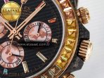 Rolex Daytona DIW Carbon Case DIWF Edition Black Dial Rainbow Diamonds Bezel on Brown Nylon Strap A7750 - Görsel 12