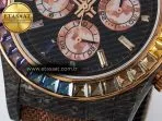 Rolex Daytona DIW Carbon Case DIWF Edition Black Dial Rainbow Diamonds Bezel on Brown Nylon Strap A7750 - Görsel 13