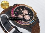 Rolex Daytona DIW Carbon Case DIWF Edition Black Dial Rainbow Diamonds Bezel on Brown Nylon Strap A7750 - Görsel 7