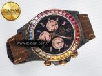 Rolex Daytona DIW Carbon Case DIWF Edition Black Dial Rainbow Diamonds Bezel on Brown Nylon Strap A7750 - Görsel 8