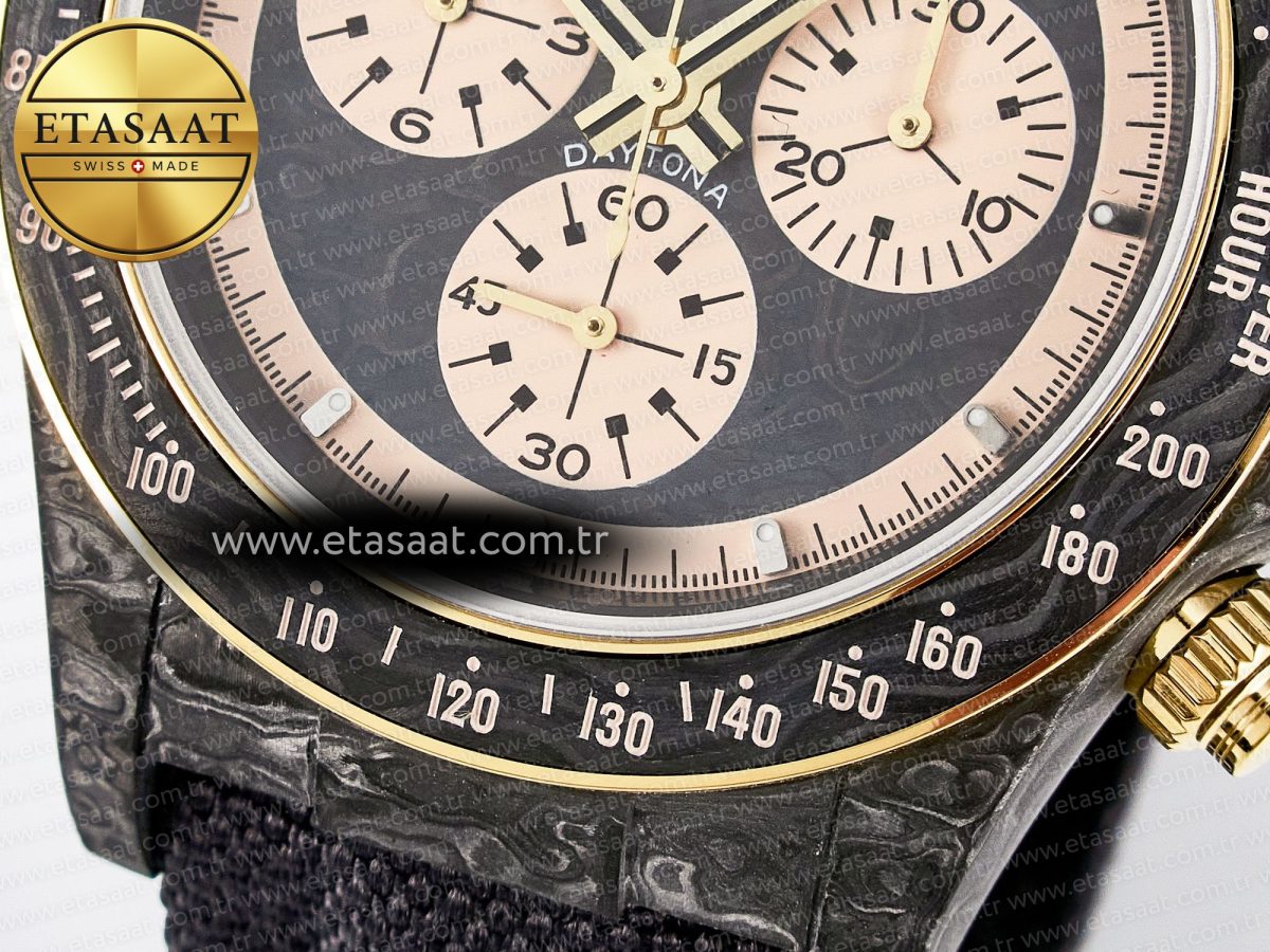 Rolex Daytona DIW Carbon Case DIWF Edition Carbon/Cream Dial on Black Nylon Strap A7750 - Görsel 13